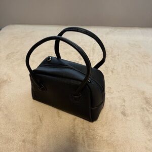 Black Faux Leather Dome Mini Handbag - Unbranded